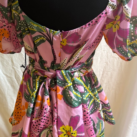 Crystal Sky Juniors’ Puff-Sleeve Tie-Back Jungle Print Dress Large NWT’s - Picture 9 of 14